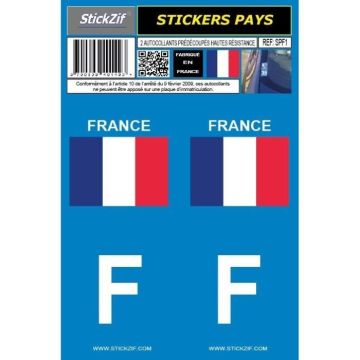 Autocollants - STICKZIF - Pays Drapeau France - Résistant aux intempéries - 4,6 x 10,3 cm - Adhésif 3M