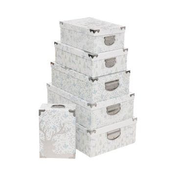 Lot de 6 Boîtes de rangement coins en métal déco Noël polaire - Feeric Christmas