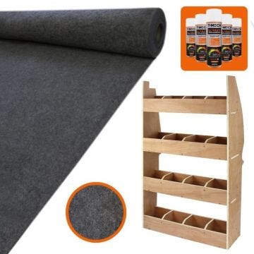 Doublure Intérieure Tapis pour Véhicule / Anthracite & 5 Canettes d'Adhésif & Contreplaqué Bouleau pour Citroën Berlingo II SWB