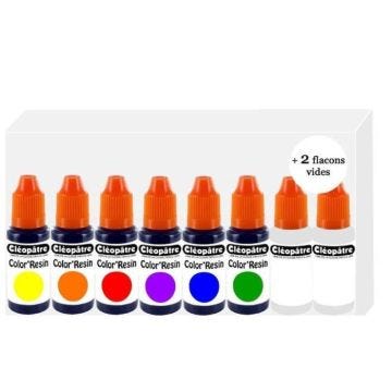Pigments Colorants - CLÉOPATRE - Color'Resin - 6 Couleurs - 2 Flacons Vides - Concentrés
