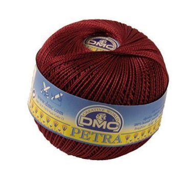 Fil DMC Petra, 100% coton, rouge foncé, Taille 3