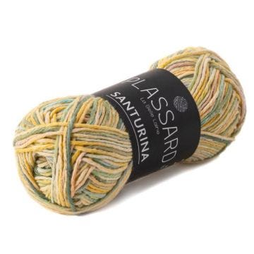 Fil crochet et tricot - PLASSARD - Santurina Jaune Pale 40 - Coton et Polyester - Aiguille N°4 - 1 pelote