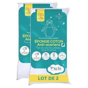 P'tit Lit - Lot de 2 - Protège Matelas Bébé Cododo | Alèse Anti Acariens et Imperméable - Bouclette 100% coton