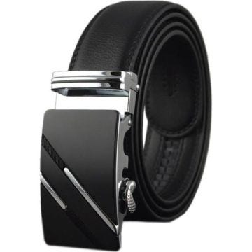 Luxe Homme Ceinture en Cuir Métal de Boucle Automatique Business Officiel Noir