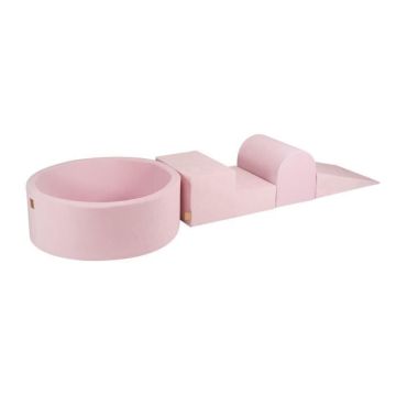 MeowBaby® Parcours Motricité 3 éléments avec Piscine à Balles 90x30cm, Rose Poudré: Sans Boules