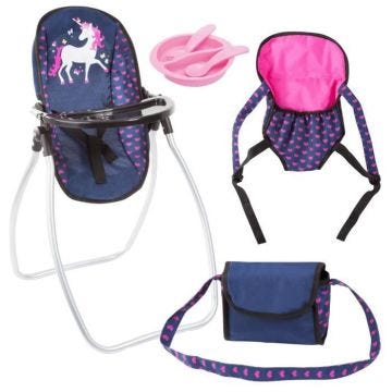 BAYER Set Accessoires pour poupée licorne bleu et rose vif