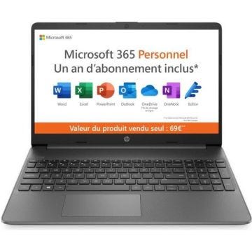 PC Portable HP 15s-fq0024nf - Windows 11 - 15,6" FHD - Celeron N4120 - RAM 4Go - 128Go SSD - Microsoft 365 Personnel inclus 1 an