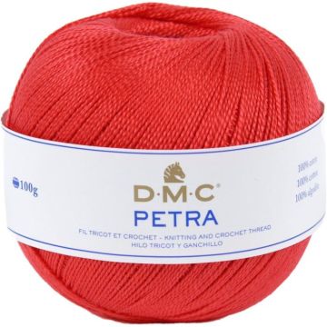 Pelote de laine - 100% coton - Rouge vif - 5666 - DMC - Petra - Longues fibres