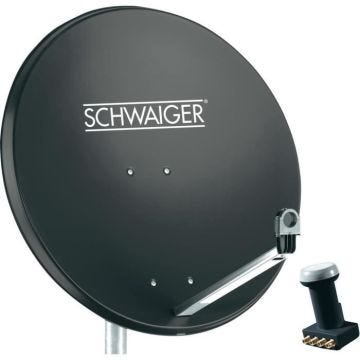Parabole 80cm + tête LNB quattro Schwaiger noir - Parabole satellite en aluminium - Gris - SCHWAIGER - Quad-LNB