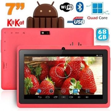 Tablette Tactile 7 Pouces Quad Core Bluetooth 1Go Ram Android Lollipop 72Go Rose Plastique YONIS
