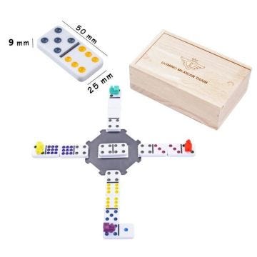 Coffret de Dominos Mexicain Train - ENGELHART - Version Double 9 - 55 Dominos épais et colorés