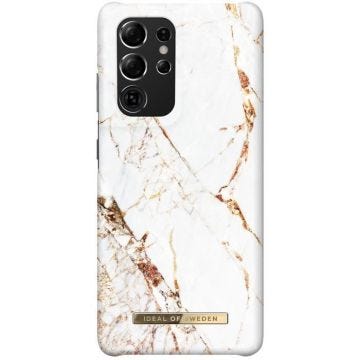 Coque iDeal of Sweden Fashion pour Samsung Galaxy S21 Ultra - Carrara Gold Multicolore, Blanc