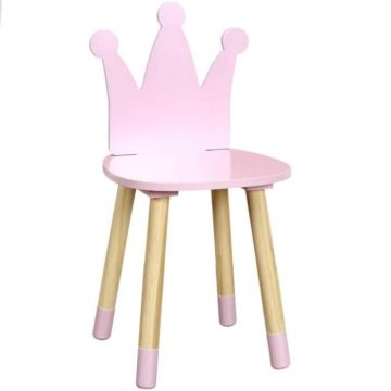 Chaise enfant - Home Deco Kids - HD6922 - Rose et beige - Pin & MDF - 28 x 27 x 54 cm