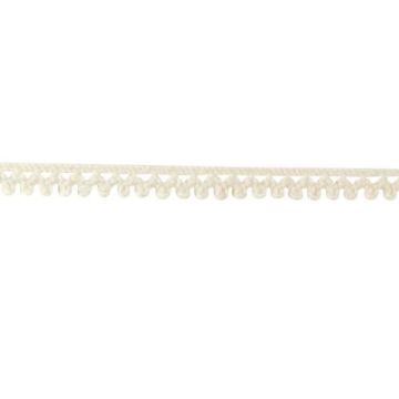 Ruban dentelle - MÉGACRÉA - 0,8 cm x 2 m - Écru - Mini pompons - Coton