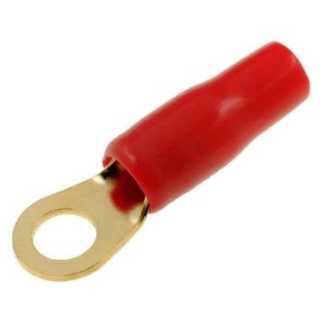 50x Connecteurs anneau M6 10mm2 - dore isole rouge