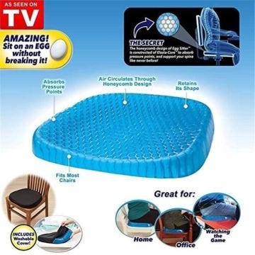 Egg Sitter Seat Cushion Coussin orthopédique de siège de gel nid d&#39;abeille respirable Coussin de confort en mousse mémoire