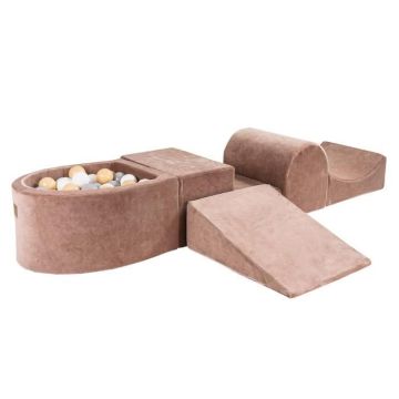 MeowBaby® Aire De Jeux en Mousse avec Petit Piscine Balles Pour Bébé, 100 Balles 7cm, Velvet, Beige: Blanc/Gris/Beige