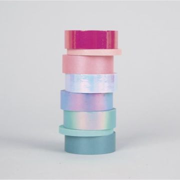 Kit Washi Tape Shiny Mix, 6x15mm, 2x5mm à 5m, boite-LS 8pces, Colore