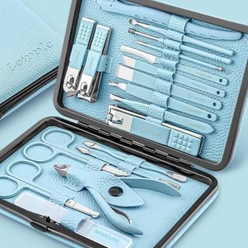 Kit Manucre Pedicure - Coupe Ongle Professionnel Coupe Cuticule Acier Inoxydable - Trousse Manucure Pedicure Set de 18pcs avec E69