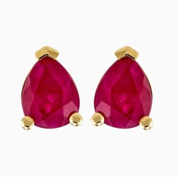 Boucles d'Oreilles femme - BRILLAXIS - Boucles d'oreilles Brillaxis rubis poire 5x4 - Couleur de la matière:Jaune