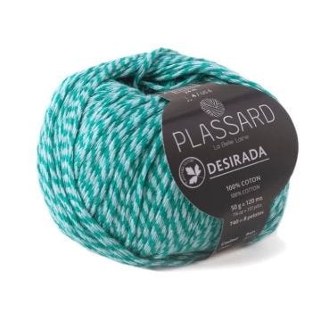 Fil crochet et tricot - PLASSARD - Desirada - 100% coton - Couleur Turquoise 21 - Aiguille N°4