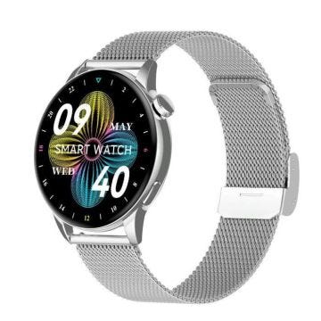 Montre Connectée Femme AMOLED 1.3' NFC Sports Santé Sommeil Charge Rapide Waterproof Argent YONIS