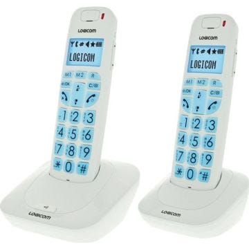 Logicom Confort 250 Duo Téléphone Sans Fil Sans Répondeur Blanc Senior