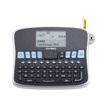 DYMO LabelManager 360D Etiqueteuse électronique clavier AZERTY + 1 ruban 19mm Noir/Blanc + batterie Lithium Ion + Chargeur secteur