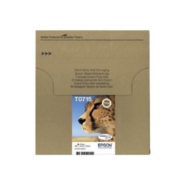EPSON Multipack EasyMail T0715 - Guépard - Noir, Cyan, Jaune, Magenta (C13T07154511)