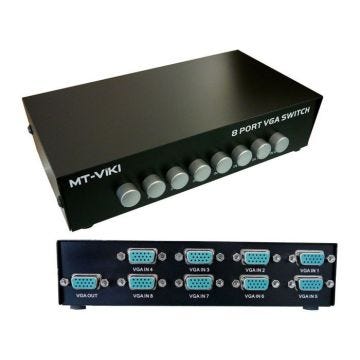 Boitier de partage VGA type switch vidéo 8 + 1 port, aiguillage 8 entrées vers 1 sortie ou 1 entrée vers 8 sorties