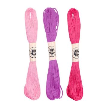 Fil - MEGACREA DIY - Echeveaux de coton - Rose et violet - 3 pièces - À partir de 8 ans