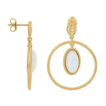 Pendentifs et Médailles femme - Saunier - Boucles d'oreilles Saunier Gemme dorées - Couleur de la matière:Jaune