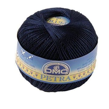 Fil DMC Petra, 100% coton, bleu foncé, Taille 3