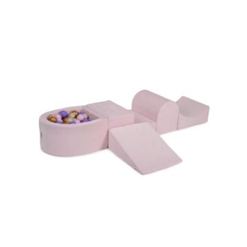 MeowBaby® Aire De Jeux en Mousse avec Petit Piscine Balles Pour Bébé, 100 Balles 7cm, Velvet, Rose Pastel: Beige/Bruyére/Rose Pastel