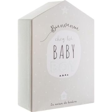 Coffret de naissance : boite à souvenirs + cadre photo - TAUPE et VERT Taupe