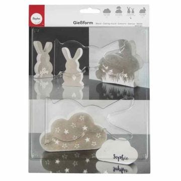 Moule: Famille de lapins, 8x14,5x3cm-6,5x11,7x3cm