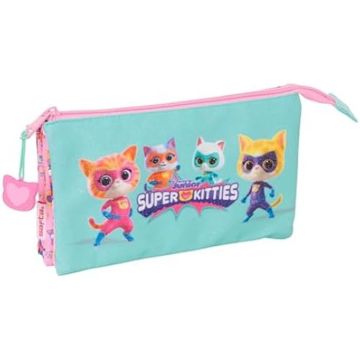 Trousse Triple - SAFTA - Superkitties - Confortable - Polyvalente - Pour Enfants Scolaires