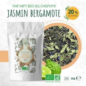 Thé Vert Bio au Chanvre CBD "JASMIN BERGAMOTE"