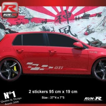 Sticker bas de caisse VOLKSWAGEN GOLF 7 aufkleber - New Design Argent - ADNAuto