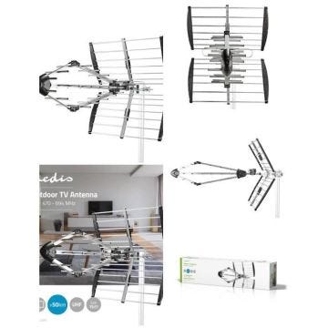 Antenne extérieure UHF | Plage de réception: 50 Km | LTE700 | Gain: 15.5 dB | 75 Ohm Longueur d'antenne: 1110 mm ABS / Aluminium