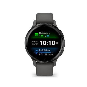 Montre GPS connectée - GARMIN - Venu 3S - 30,4mm (1,2") - Acier Gray, boîtier gris foncé et bracelet en silicone gris foncé