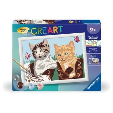 CreArt Kids 18x24cm, Numéro d'Art, Chatons et Chaussures, Kit de peinture par numéros Numéro d'Art, Dès 7 ans, 25528, Ravensburger
