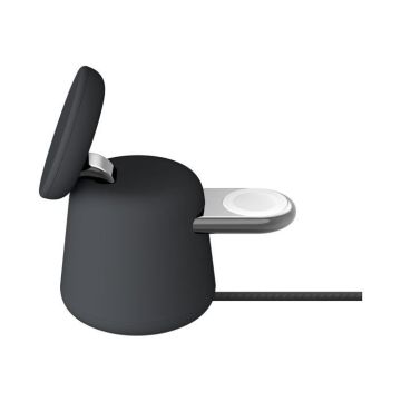 Station de chargement - MagSafe - 2-en-1 - Charge rapide - Recharge AirPods - Gris/Noir