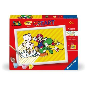 CreArt Kids 18x24cm Super Mario, Kit de peinture par numéros Numéro d'Art, Dès 7 ans, 25529, Ravensburger