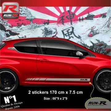 Stickers bas de caisse pour PEUGEOT 208 - Argent - Lot de 2 autocollants