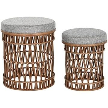 Repose-pieds - DKD HOME DECOR - Standard - Couleur gris - Matériau bambou - Dimensions 40x40x48 cm