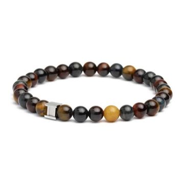 Bracelet homme - Gémini - Bracelet Gemini Tiger Eye 6mm - Couleur de la matière:Blanc Taille/Longueur:19 cm
