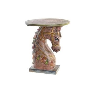 table d'appoint indien multicolore, rouge bois de manguier 39 cm