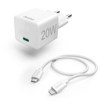 MINI CHARGEUR RAPIDE + CABLE LIGHTNING PD 20W 1M BLANC HAMA