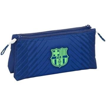 Trousse Scolaire - SAFTA - F.C. Barcelona - Bleu Marine - Souple - Zippée